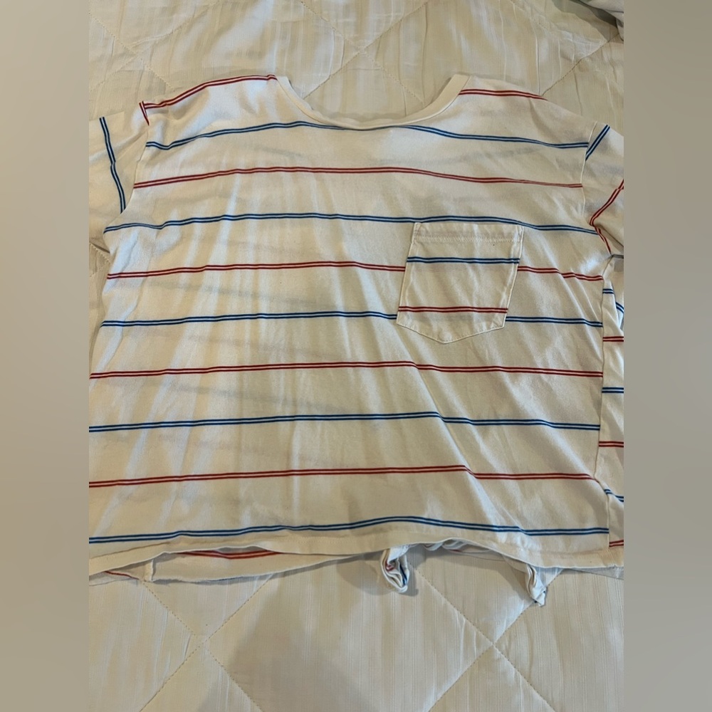 red white and blue cropped t